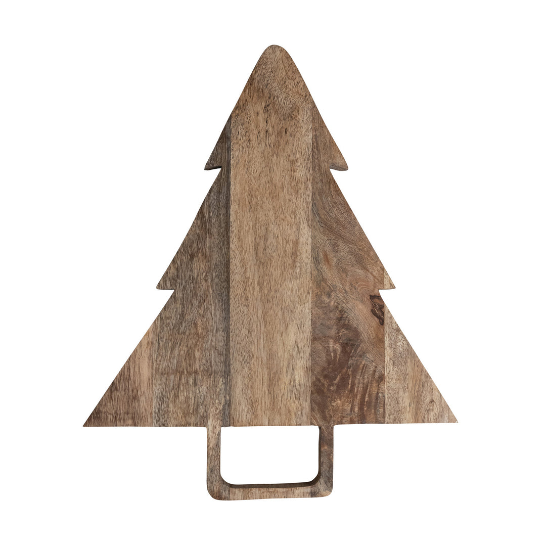 Mango Wood Tree Shaped Cheese/Cutting Board with Handle, Natural