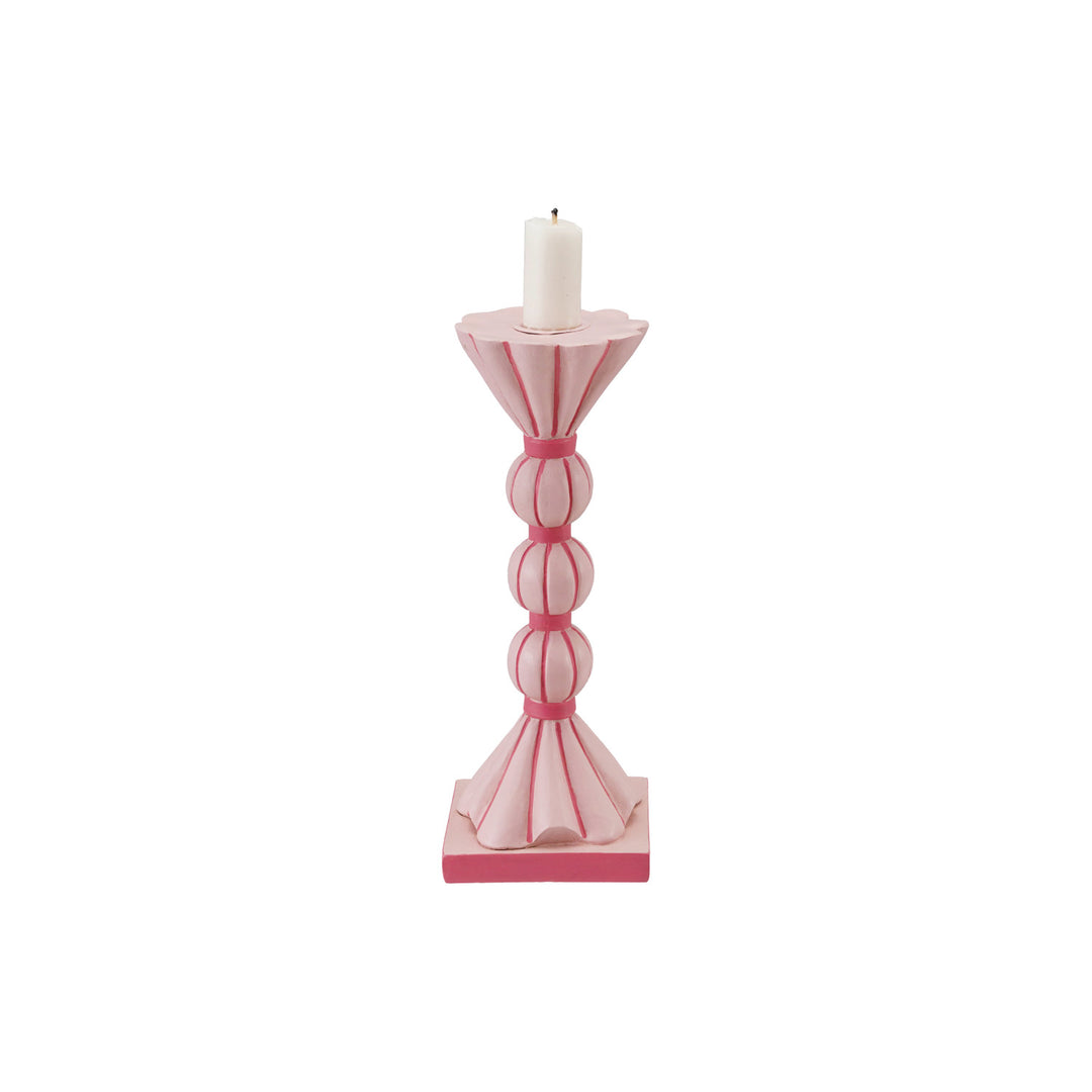 Resin Fluted Striped Taper Holder, Pink, view 2