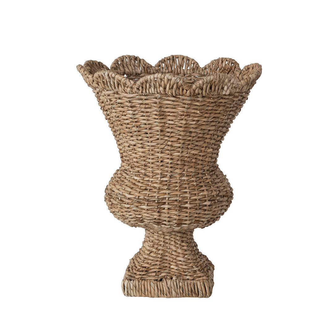 Hand-Woven Rattan Scalloped Urn, Natural