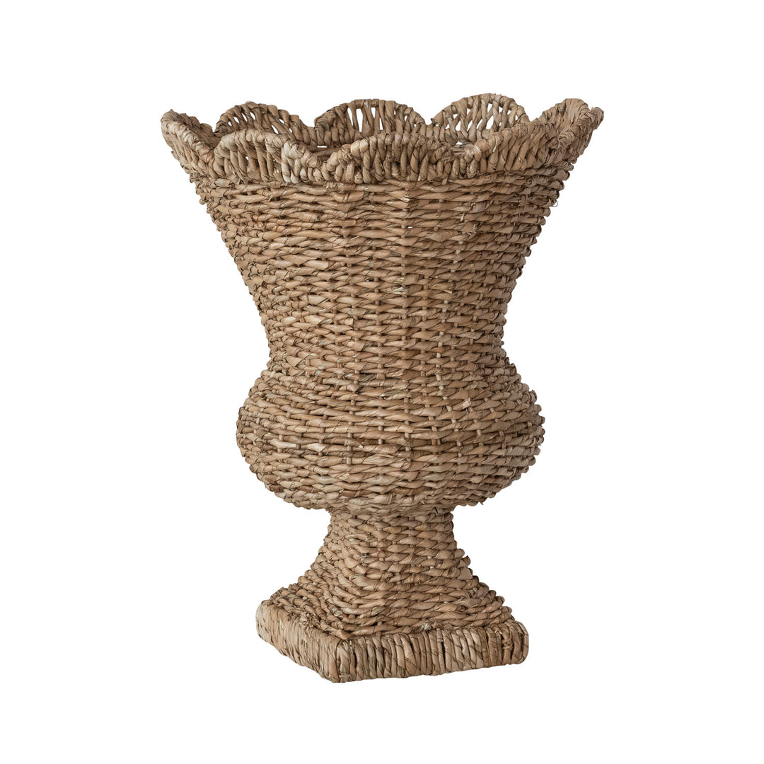 Hand-Woven Rattan Scalloped Urn, Natural, view 2