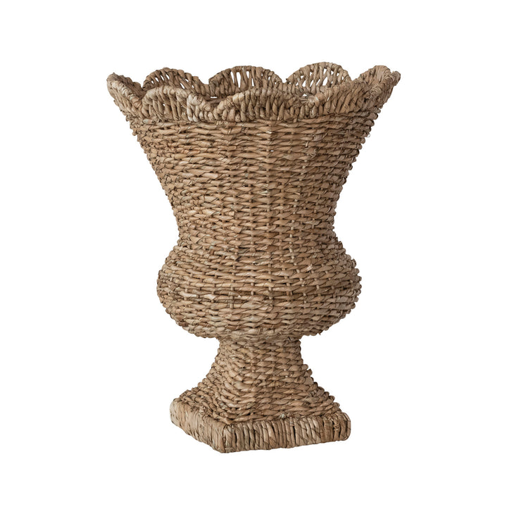 Hand-Woven Rattan Scalloped Urn, Natural, view 2