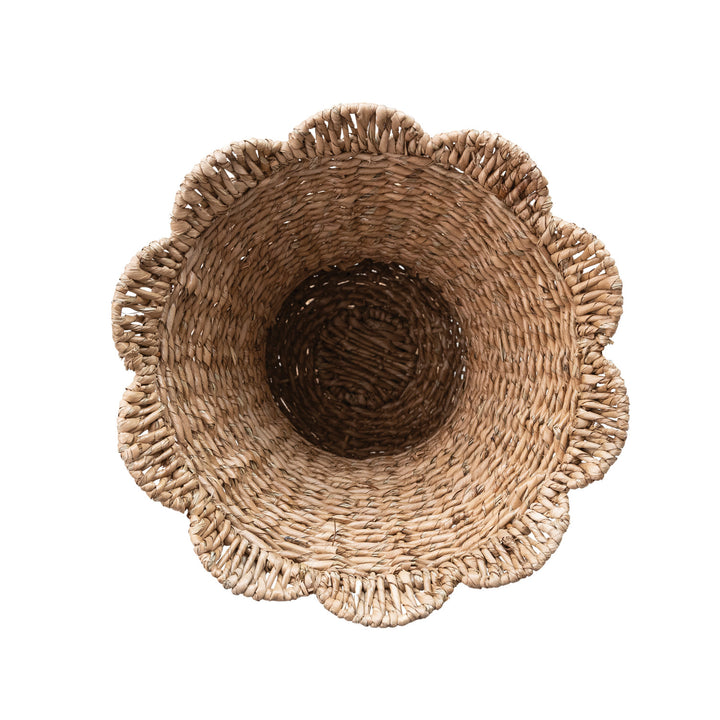 Hand-Woven Rattan Scalloped Urn, Natural, view 3
