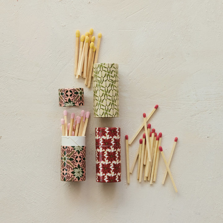 Safety Matches in Tube Matchbox with Seasonal Botanical Pattern, 3 Styles, view 3