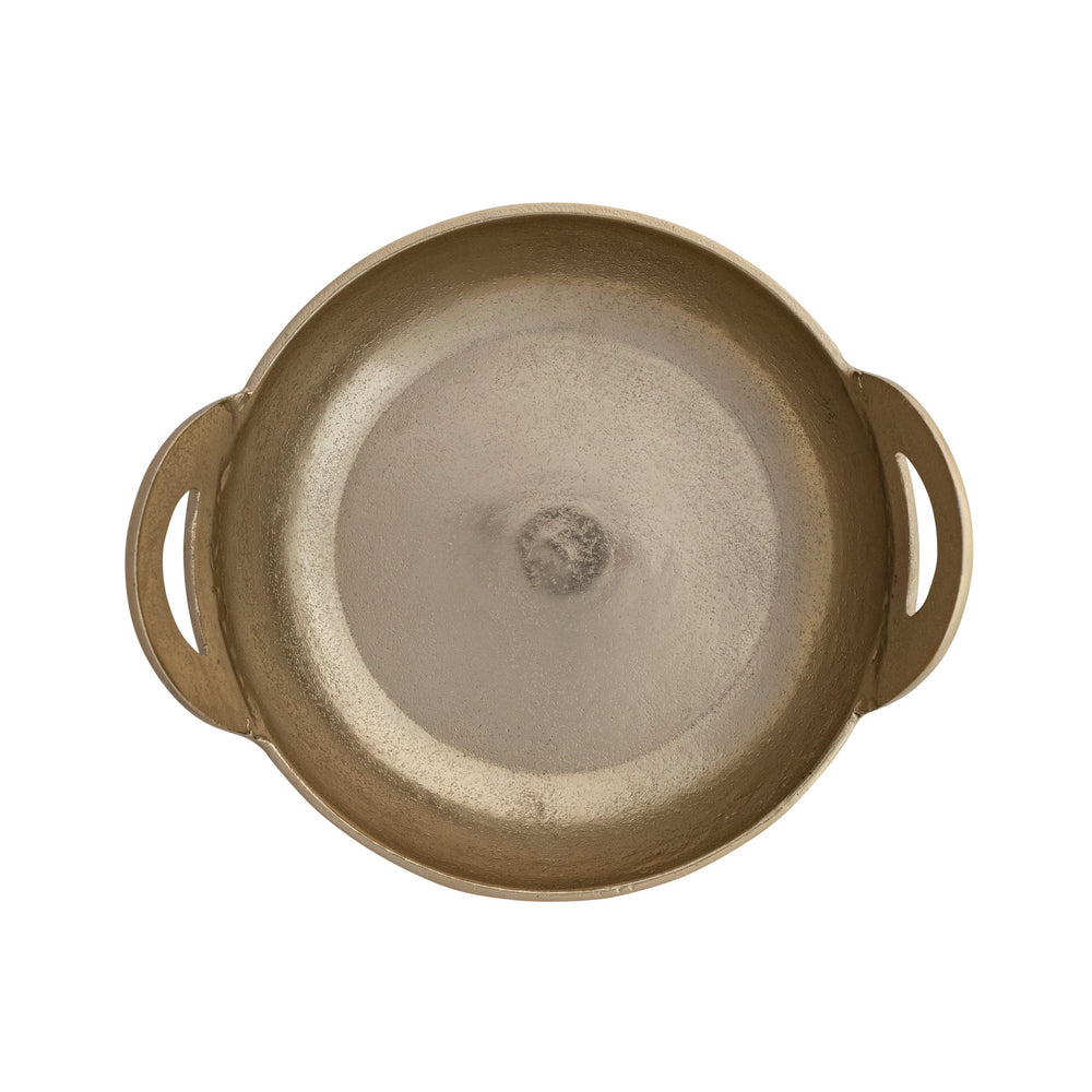 Cast Aluminum Footed Bowl with Handles, Gold Finish, view 2