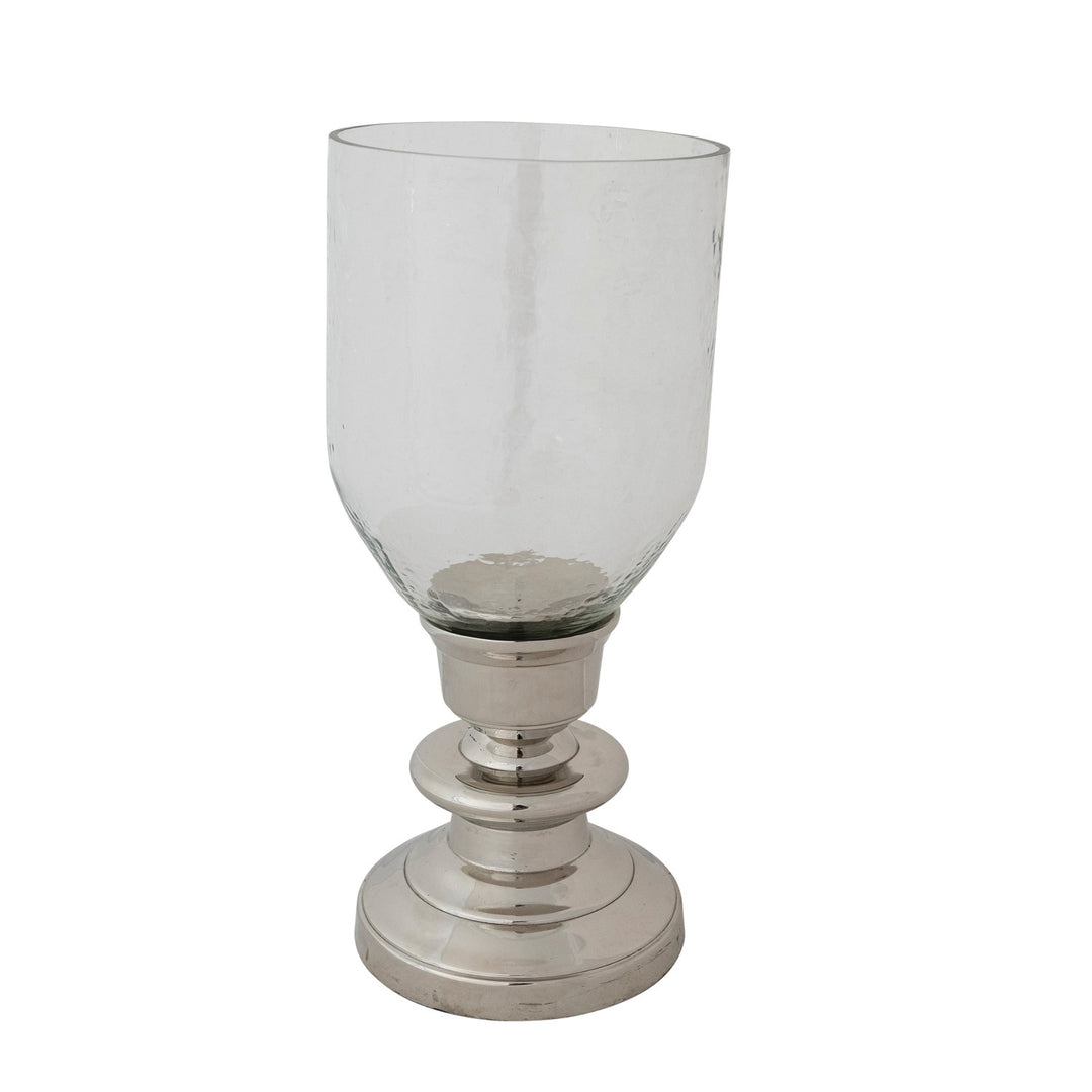 Glass Hurricane with Cast Aluminum Base, KD (Holds 2-1/2" Pillar), view 2