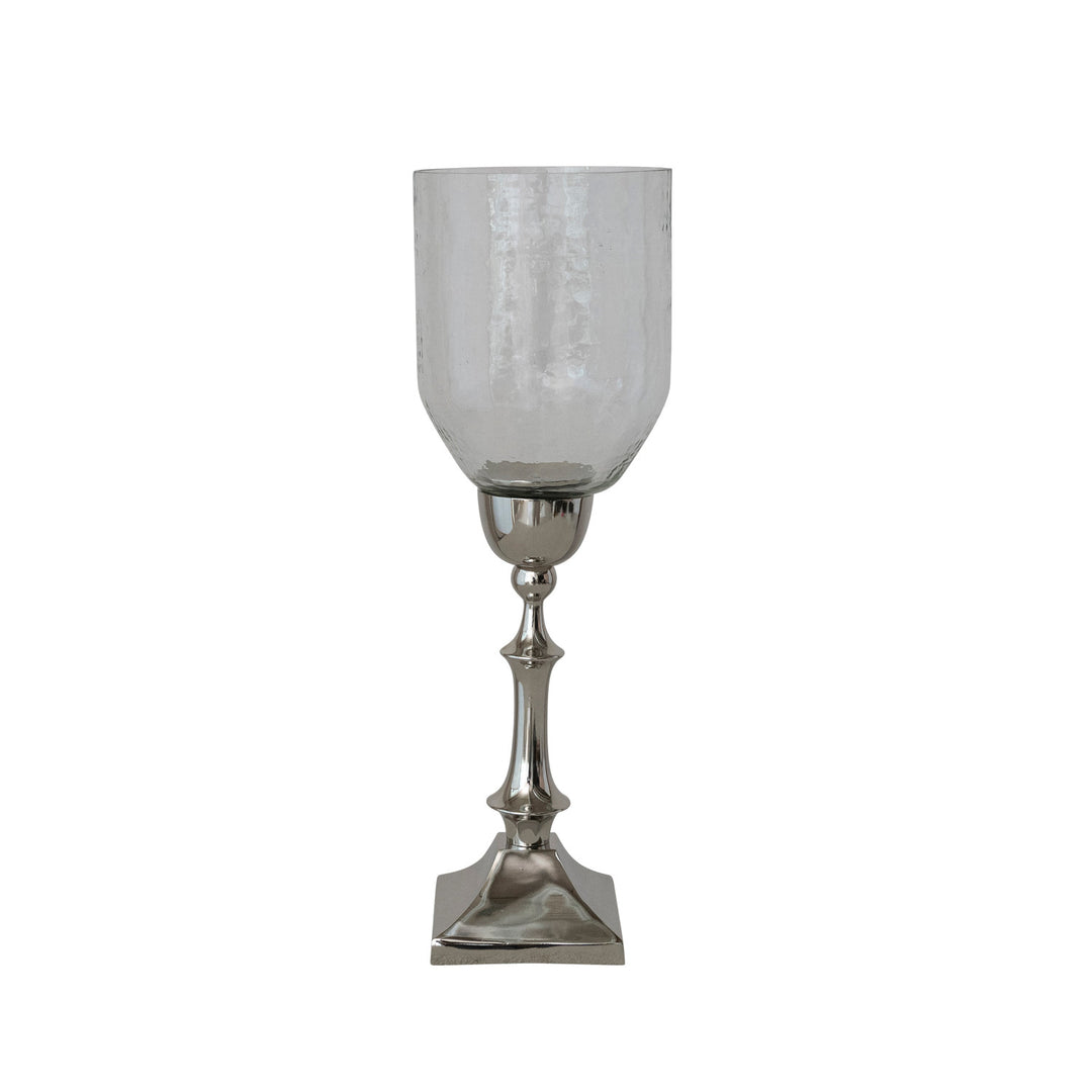 Glass Hurricane with Cast Aluminum Base, KD (Holds 2-1/2" Pillar), view 6