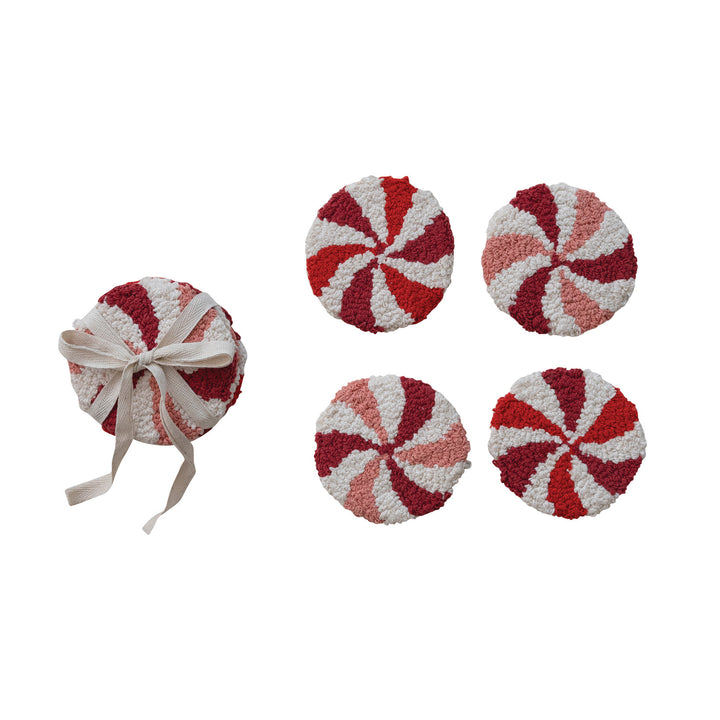 Candy Stripe Tufted Coasters, Set of 4