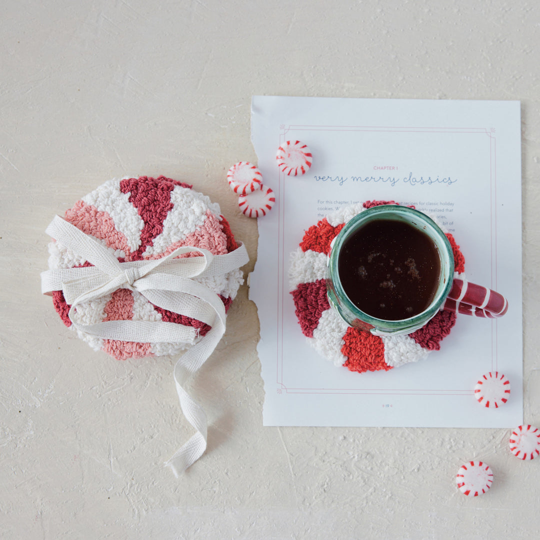 Candy Stripe Tufted Coasters, Set of 4, view 2
