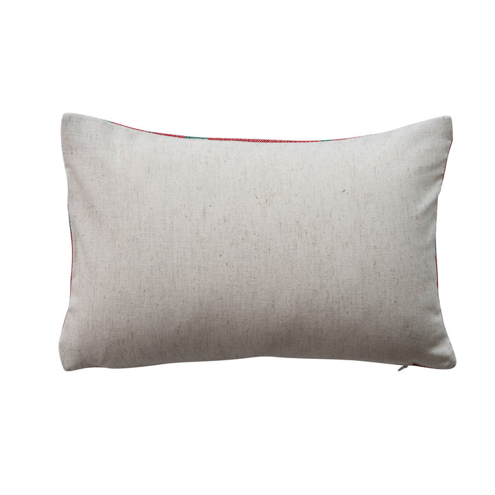 Cotton Embroidered Lumbar Pillow with Polka Dot Pattern "Don't Get Your Tinsel...", view 2