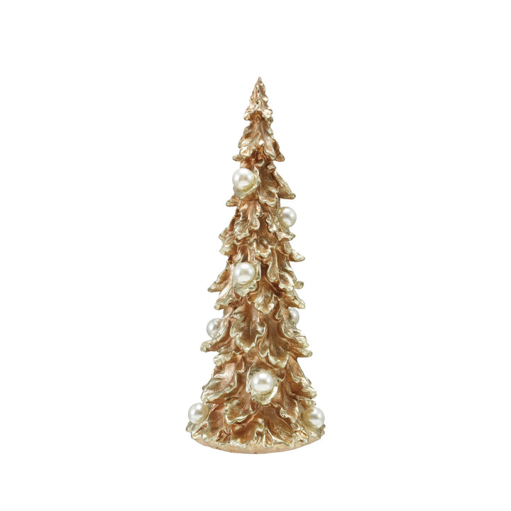 Resin Tree with Faux Pearls, Gold Finish