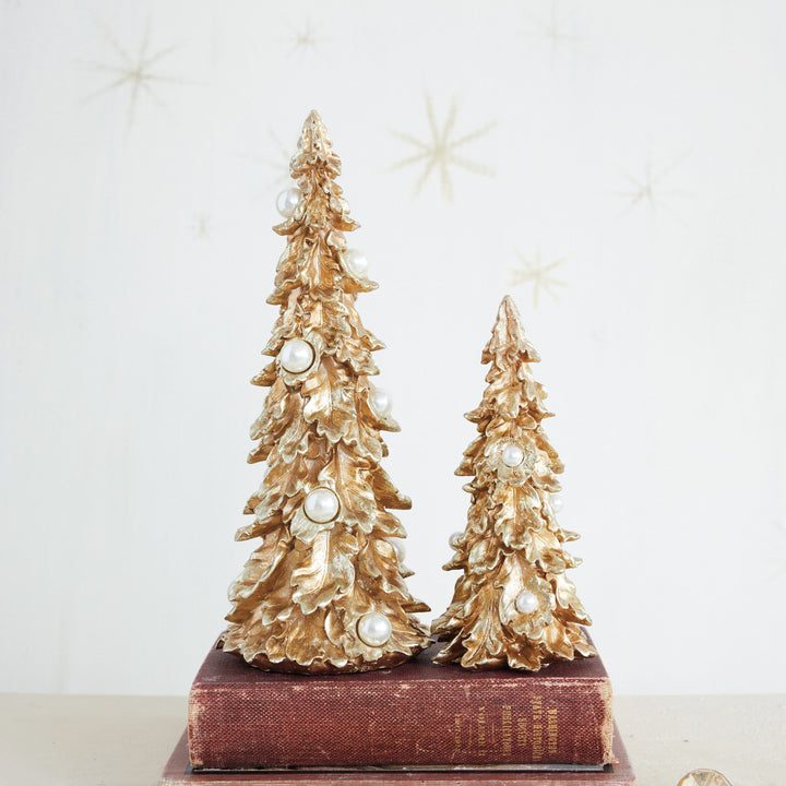 Resin Tree with Faux Pearls, Gold Finish, view 4
