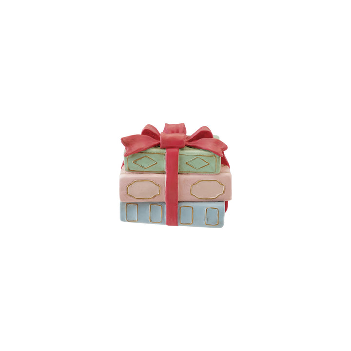 Resin Stacked Books Shaped Taper Holder with Bow