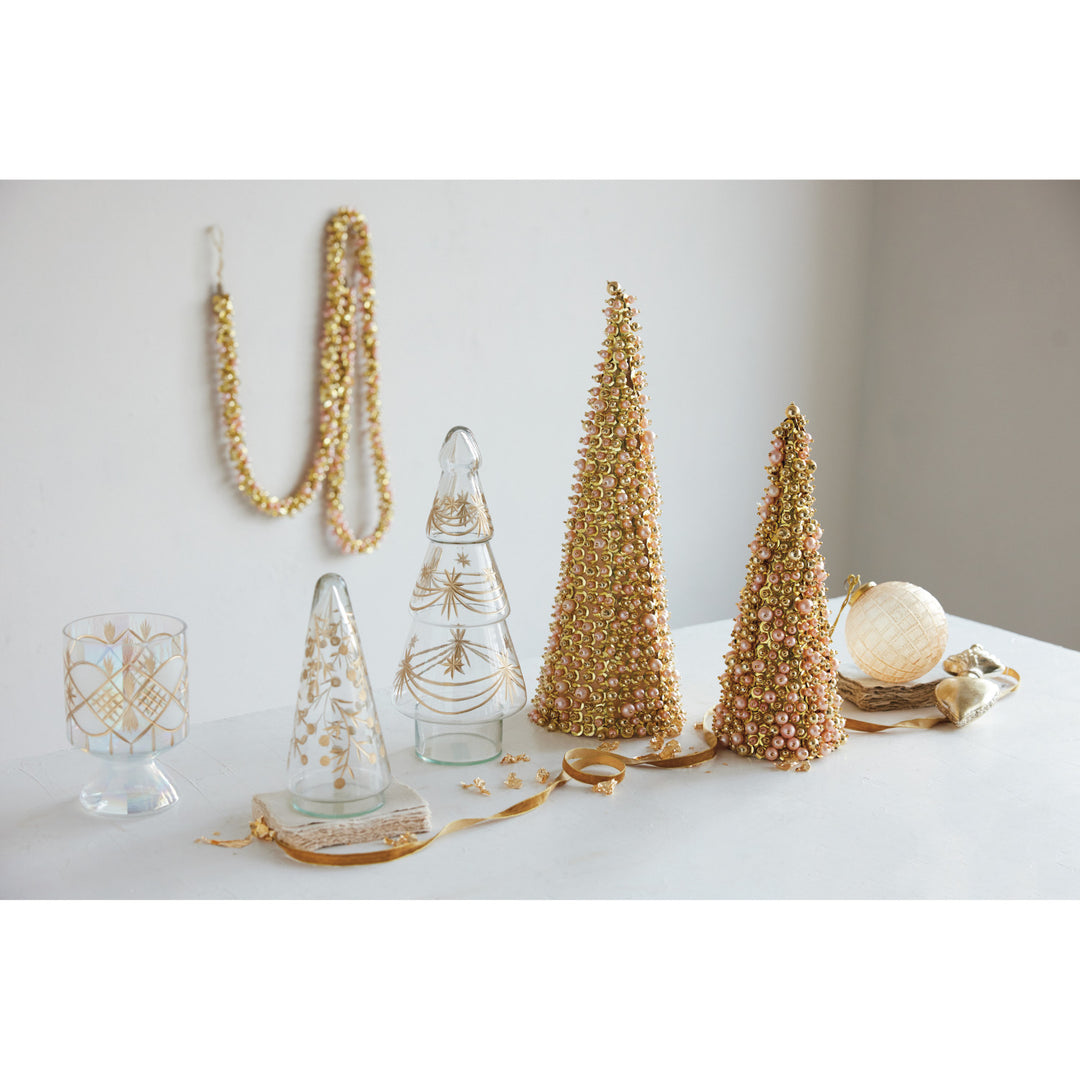 Beaded Gold Trees with Pearls & Sequins, Set of 2, view 3