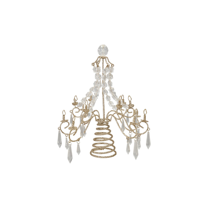 Metal Chandelier Tree Topper with Acrylic Crystals & Glitter