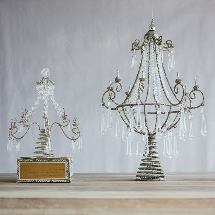 Metal Chandelier Tree Topper with Acrylic Crystals & Glitter, view 3