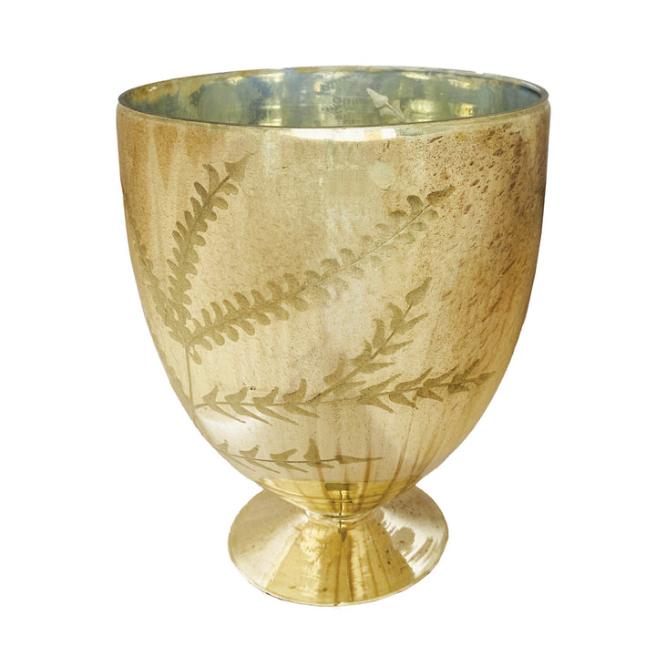 Etched Mercury Glass Footed Vase, Antique Silver Finish, view 3