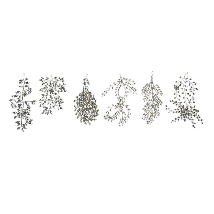 Acrylic & Wire Jeweled Ornament, Silver Finish, 6 Styles