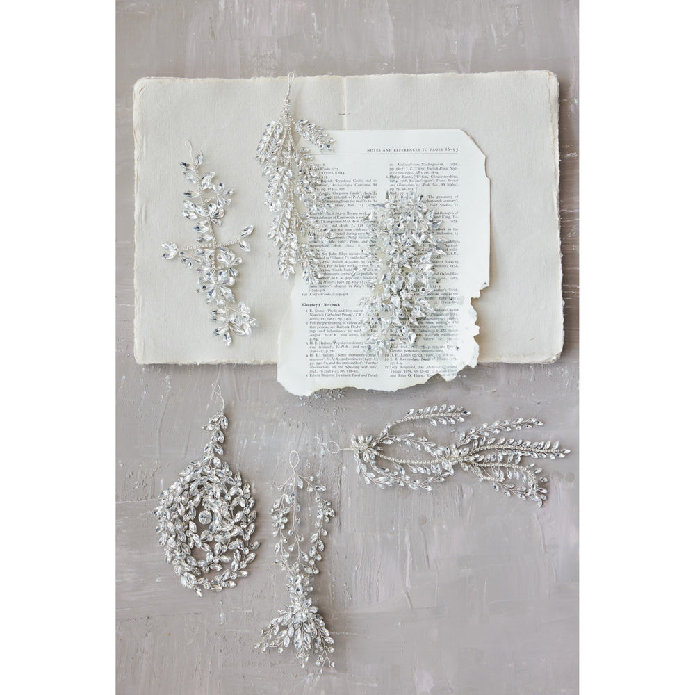 Acrylic & Wire Jeweled Ornament, Silver Finish, 6 Styles, view 2