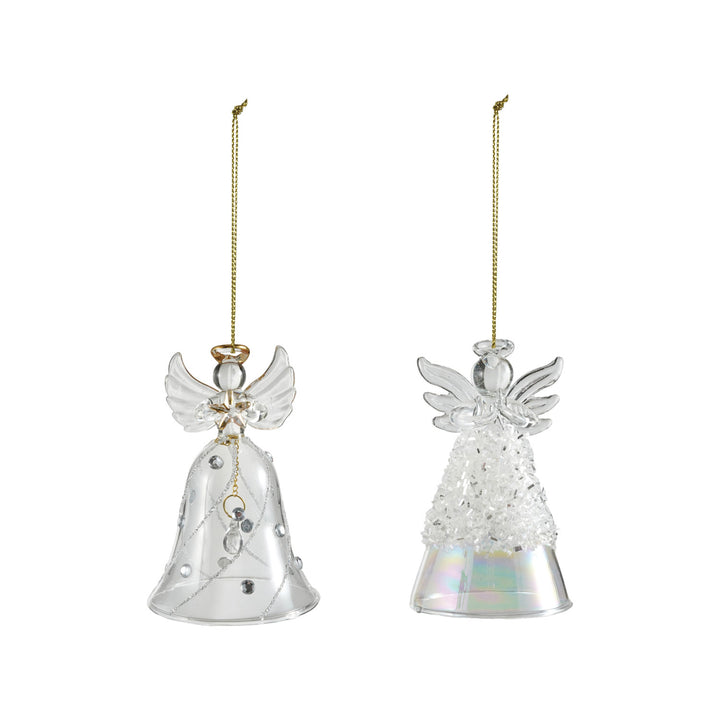Glass Angel Ornament, 2 Styles (Hangs or Sits)