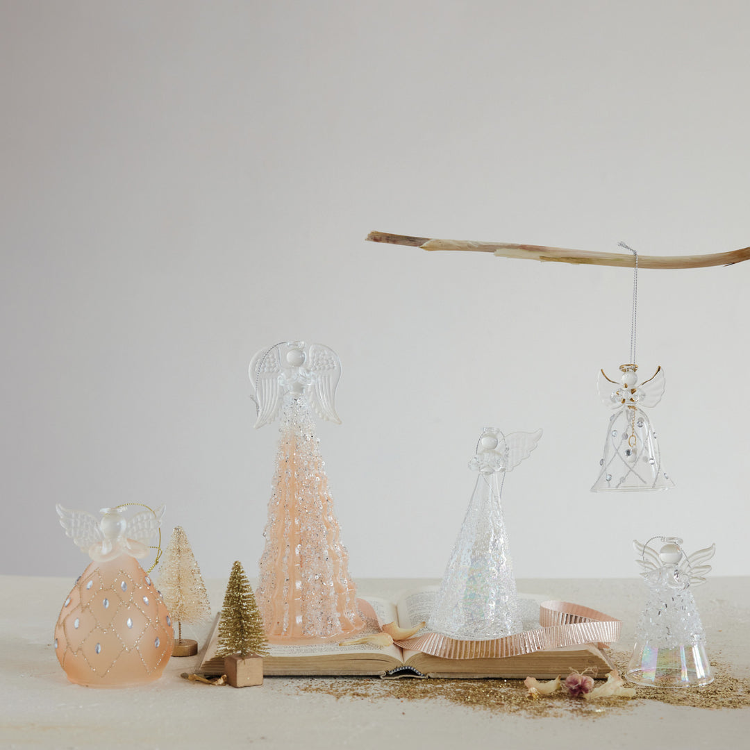 Glass Angel Ornament, 2 Styles (Hangs or Sits), view 3