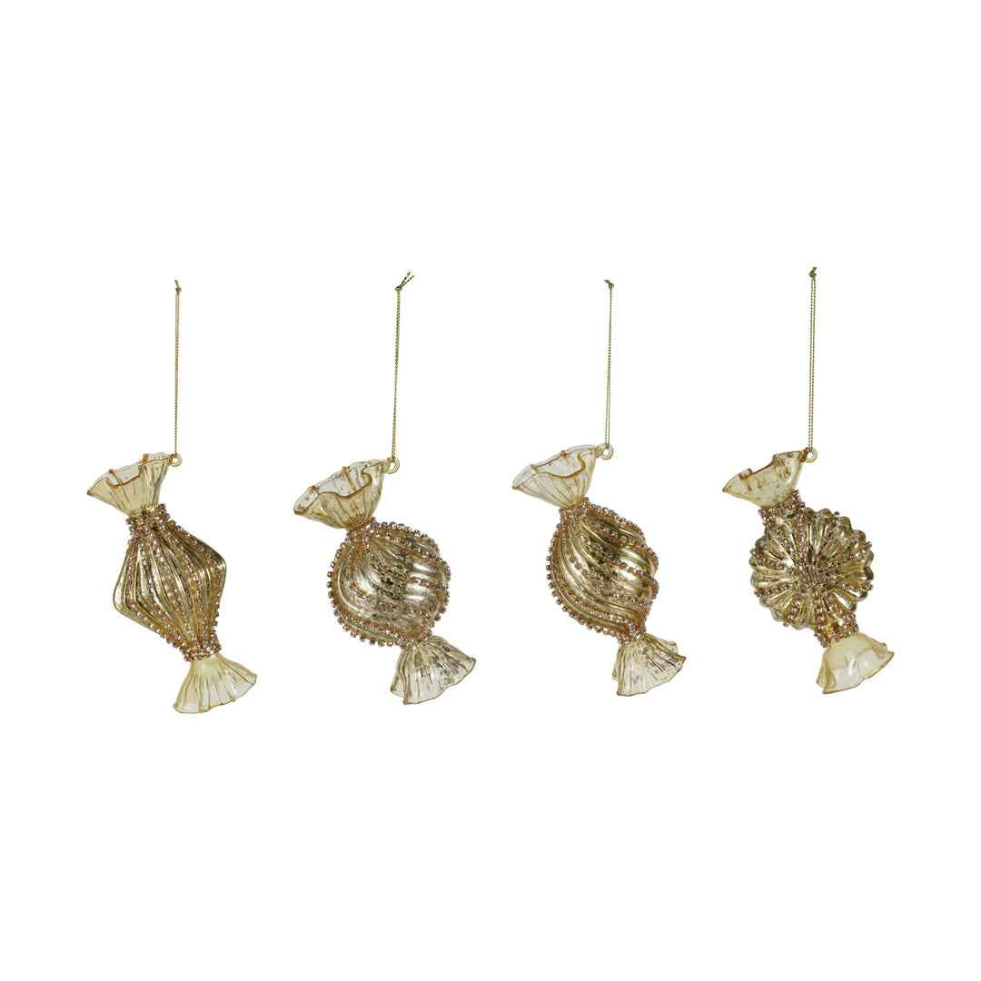 Gold Mercury Glass Candy Ornament, 4 Styles