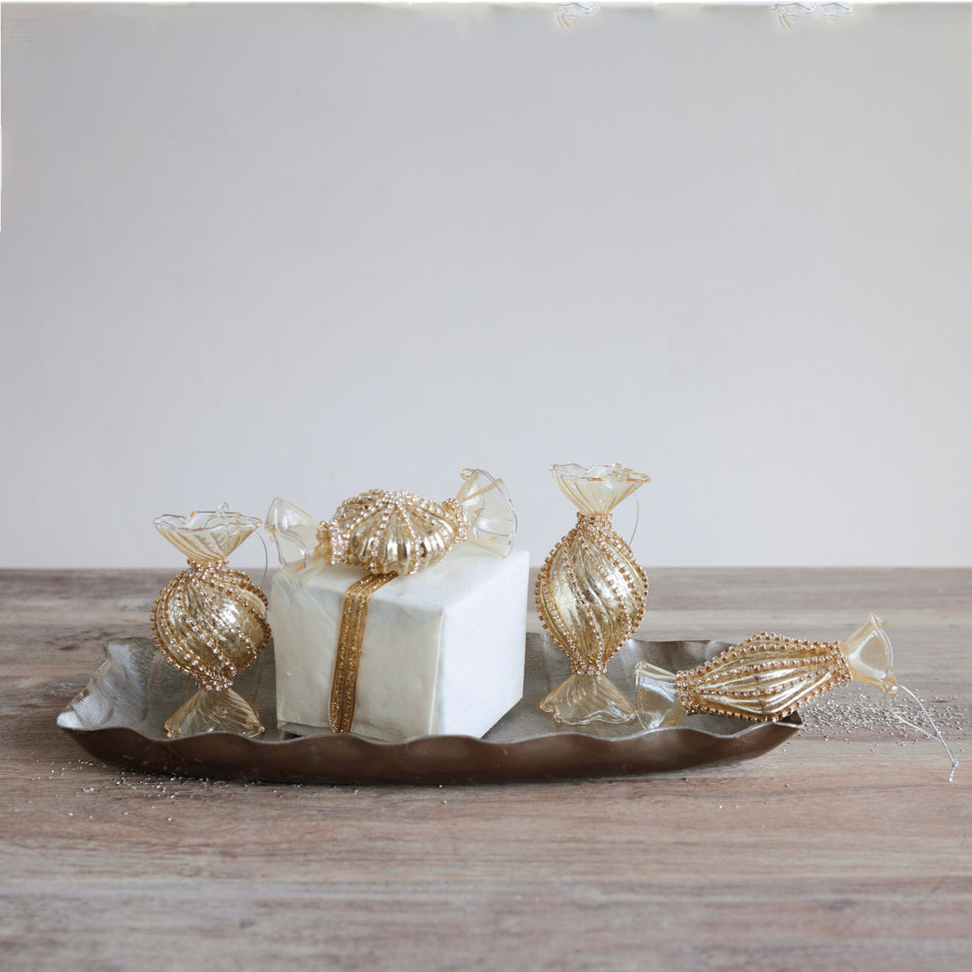 Gold Mercury Glass Candy Ornament, 4 Styles, view 2