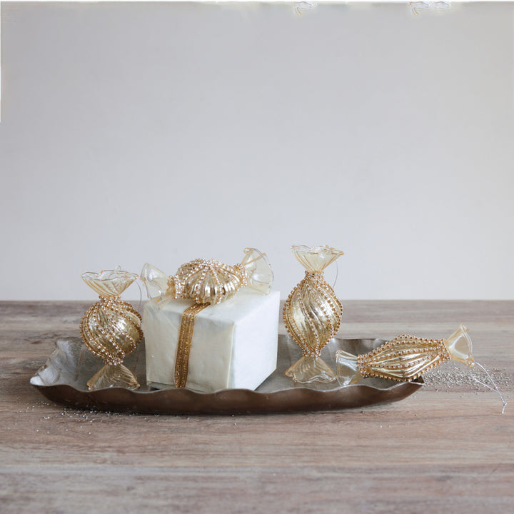 Gold Mercury Glass Candy Ornament, 4 Styles, view 2
