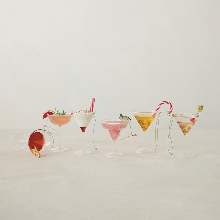 Glass Cocktail Ornament, 6 Styles, view 2