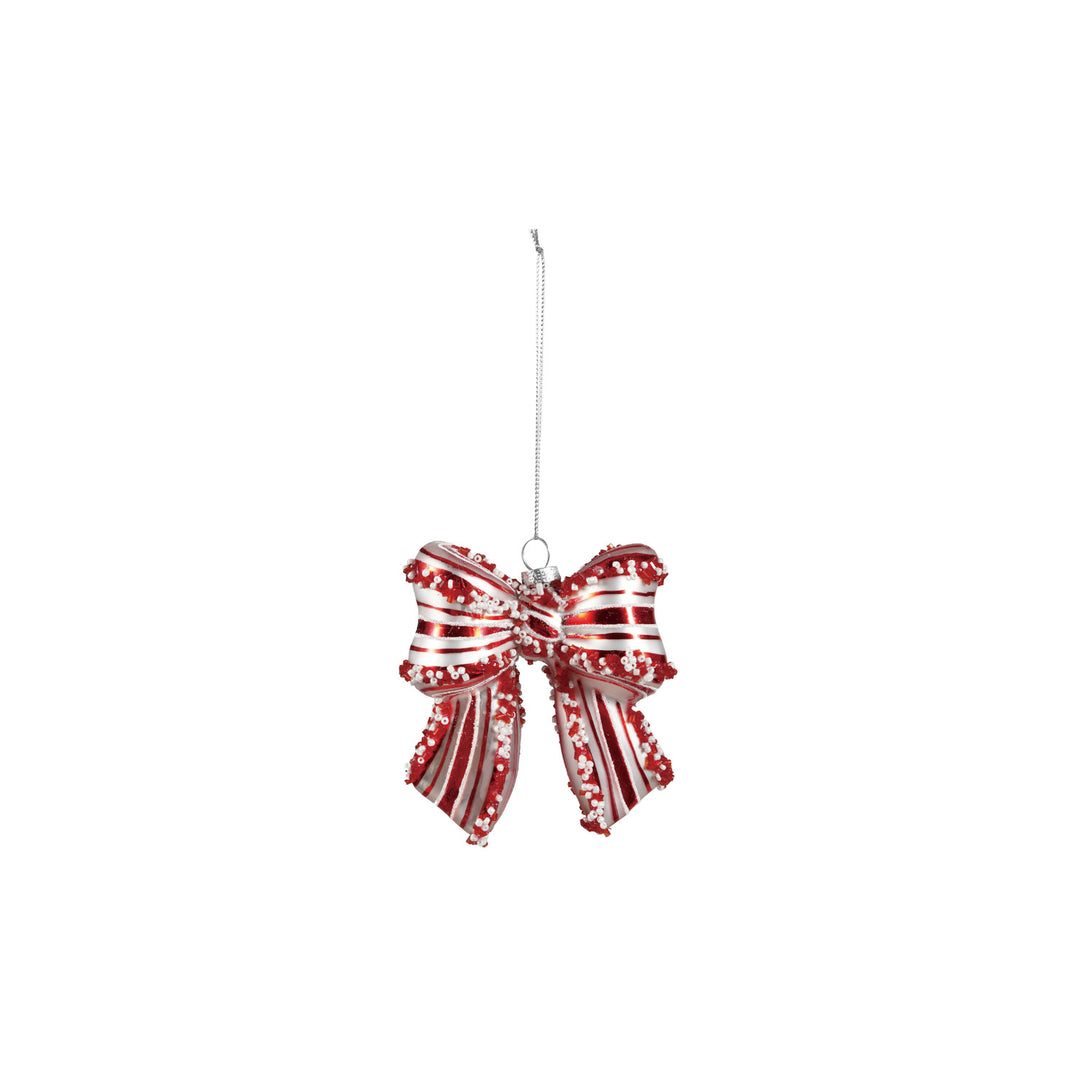 Candy Stripe Glass Bow Ornament