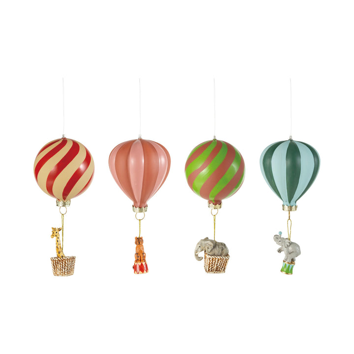 Striped Hot Air Balloon Ornament with Animal, 4 Styles