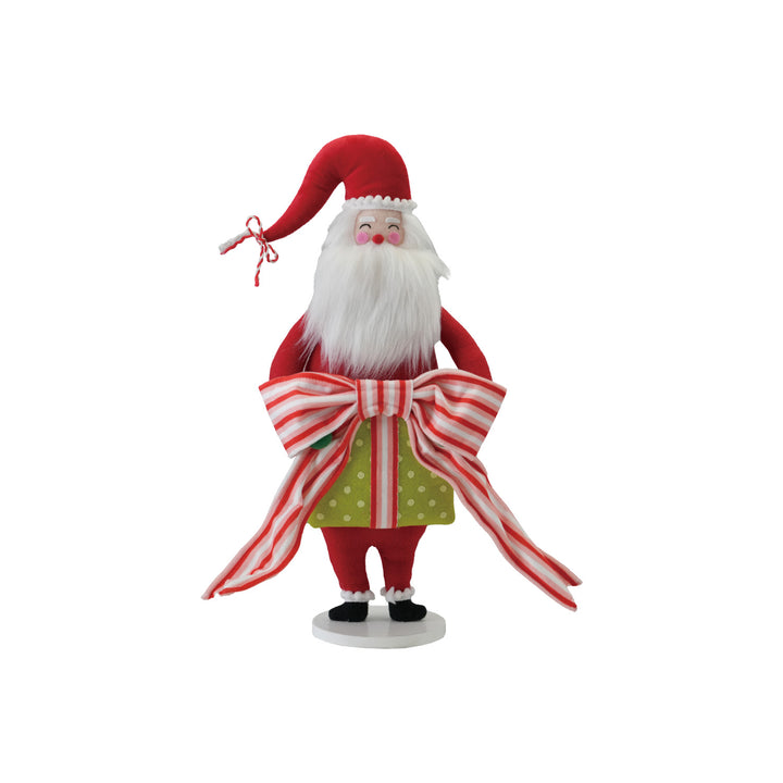 Fabric & MDF Santa with Gift & Bow
