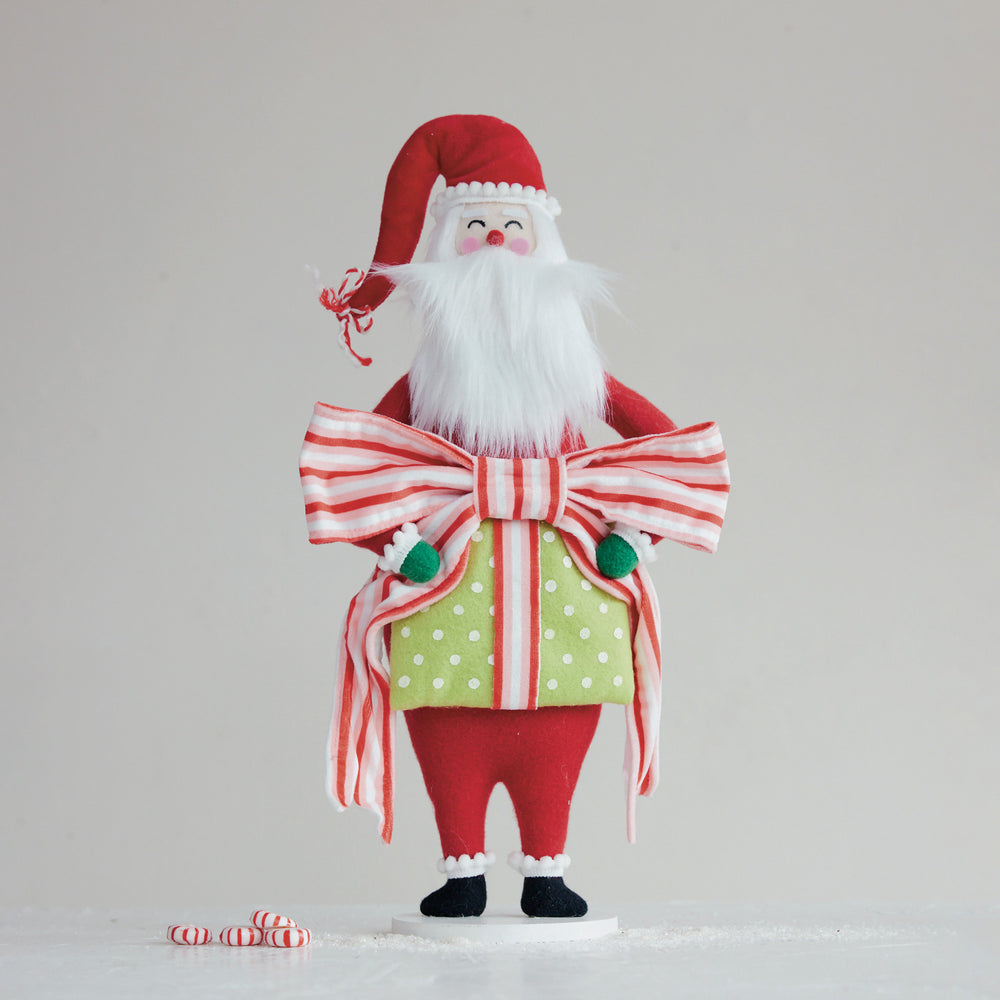 Fabric & MDF Santa with Gift & Bow, view 2