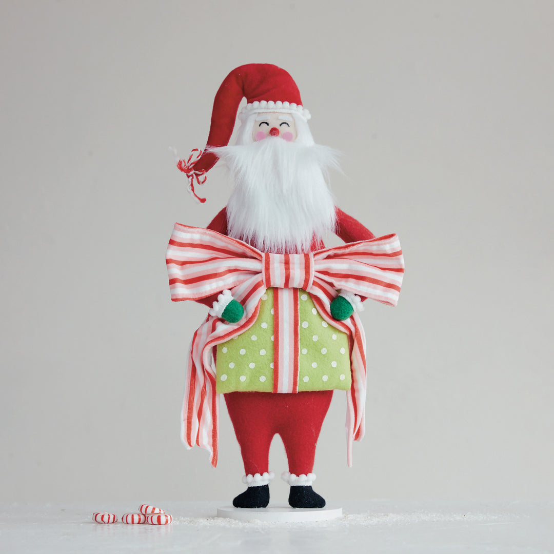 Fabric & MDF Santa with Gift & Bow, view 2