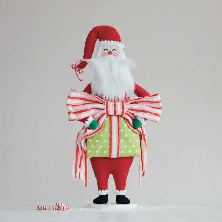 Fabric & MDF Santa with Gift & Bow, view 2