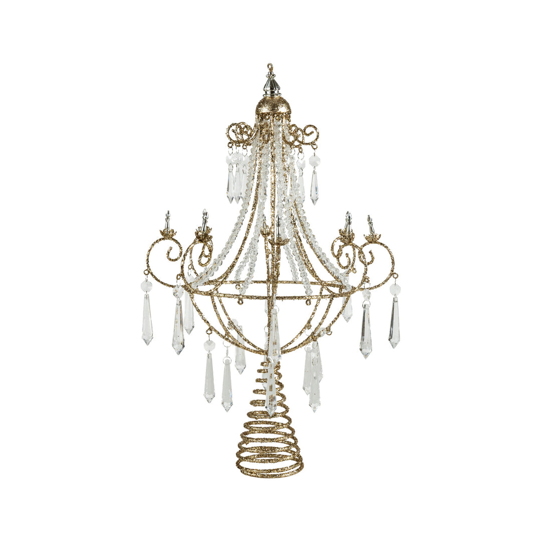 Metal Chandelier Tree Topper with Acrylic Crystals & Glitter, view 4