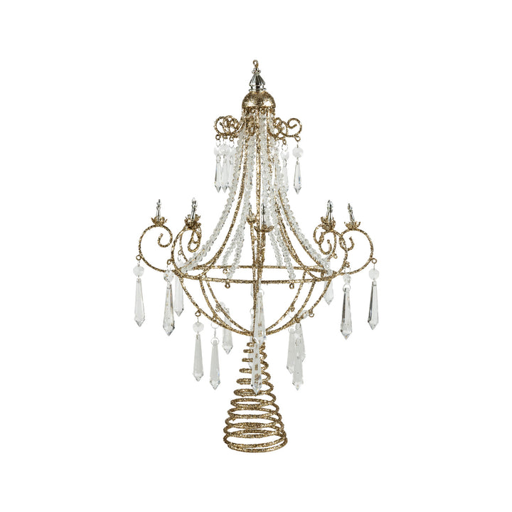 Metal Chandelier Tree Topper with Acrylic Crystals & Glitter, view 4