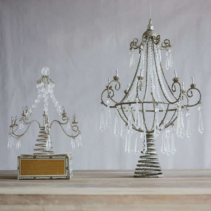 Metal Chandelier Tree Topper with Acrylic Crystals & Glitter, view 5