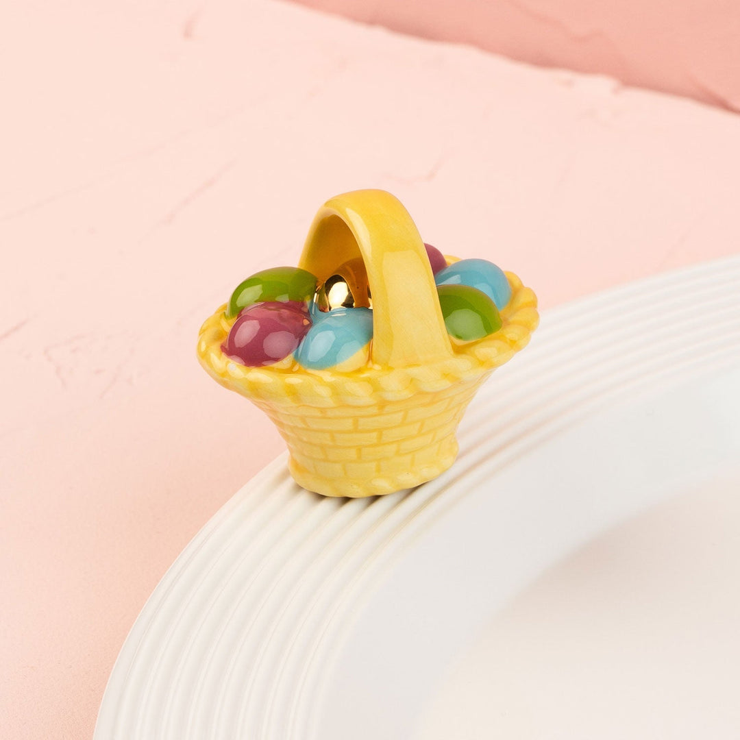 A Tisket, A Tasket Mini by Nora Fleming — hand-painted ceramic woven Easter basket (alternate view)