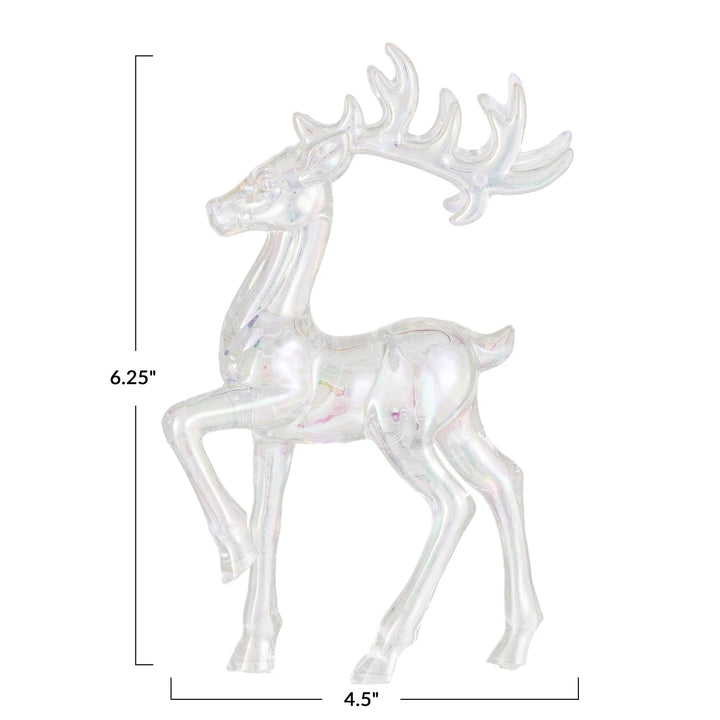 Acrylic Reindeer, Iridescent Finish, measuring 6.25 inches in height and 4.5 inches in length - Something Splendid Co.