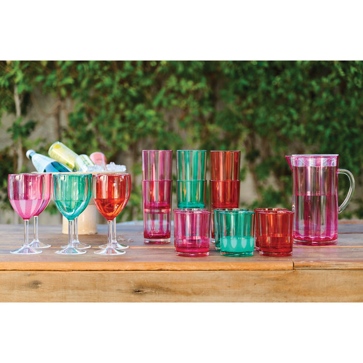 Acrylic Stemmed Wine Glasses with Stripes, 3 Colors - Something Splendid Co.
