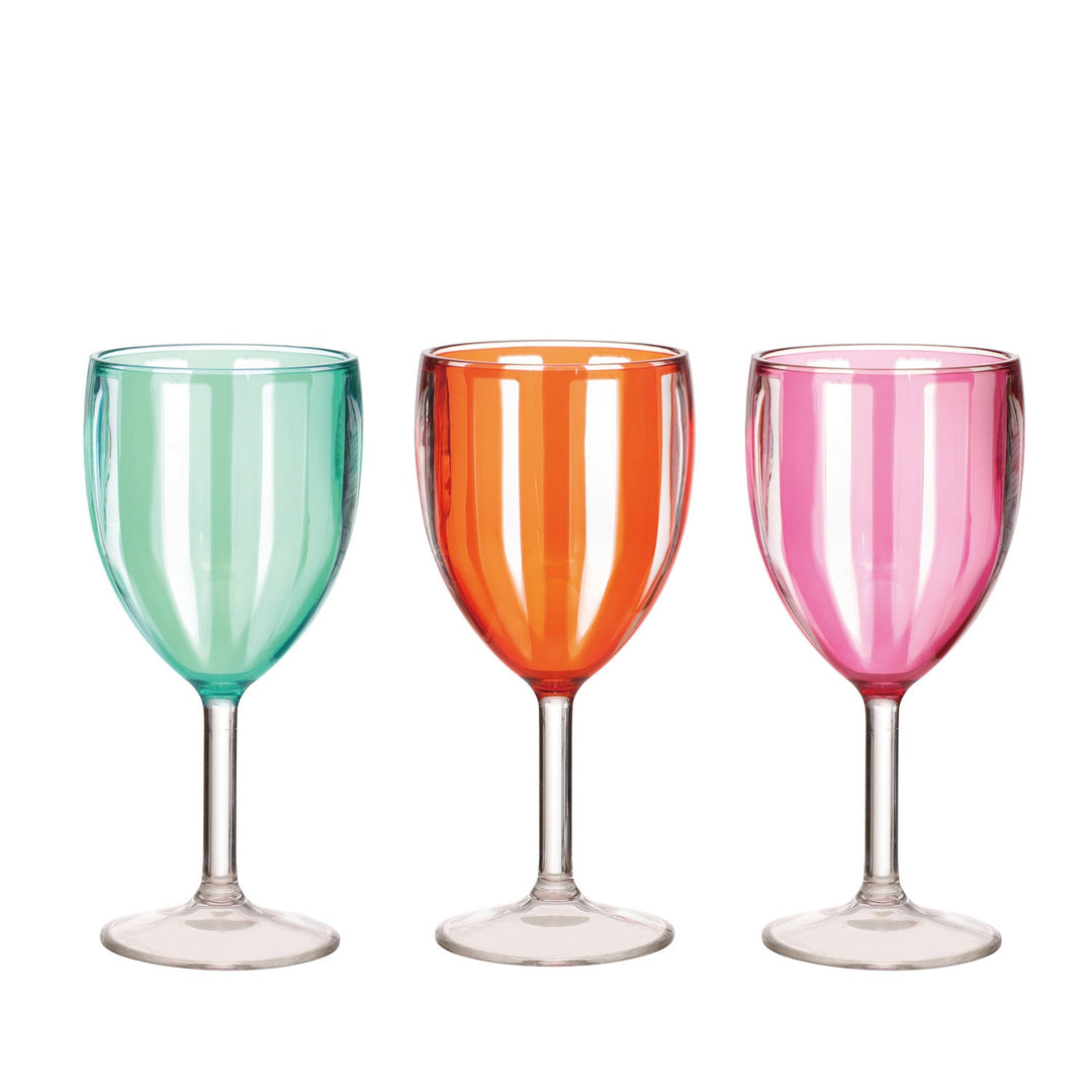 Acrylic Stemmed Wine Glasses with Stripes, 3 Colors - Something Splendid Co.
