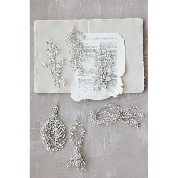 Acrylic & Wire Jeweled Ornament, Silver Finish, 6 Styles - Something Splendid Co.