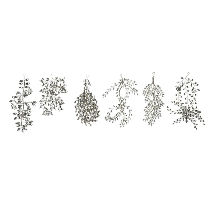 Acrylic & Wire Jeweled Ornament, Silver Finish, 6 Styles - Something Splendid Co.