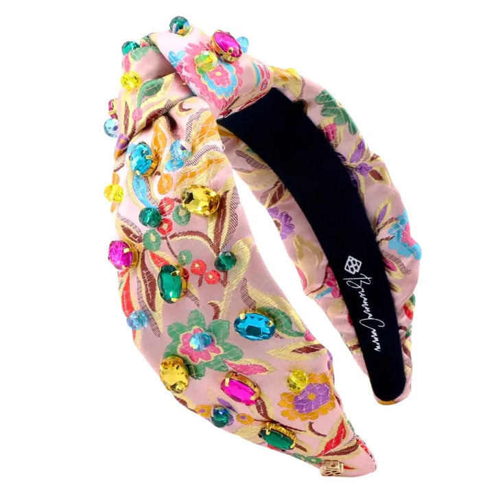 Adult Size Colorful Floral Brocade Headband With Crystals - Something Splendid Co.