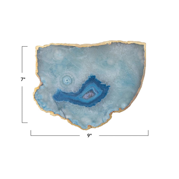 Agate Slab with Gold Electroplated Edge, Blue - Something Splendid Co.