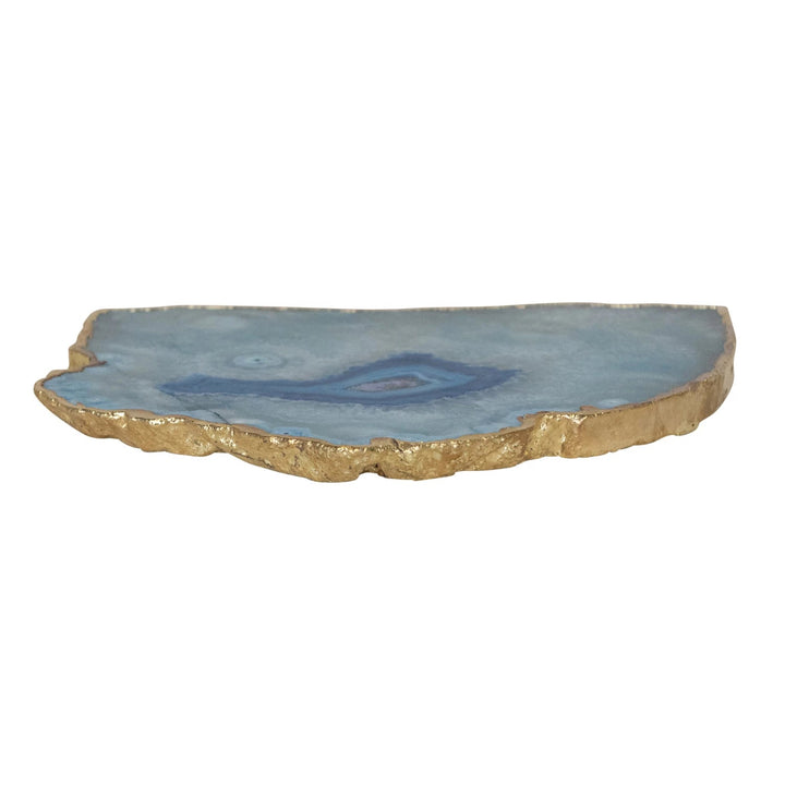 Agate Slab with Gold Electroplated Edge, Blue - Something Splendid Co.