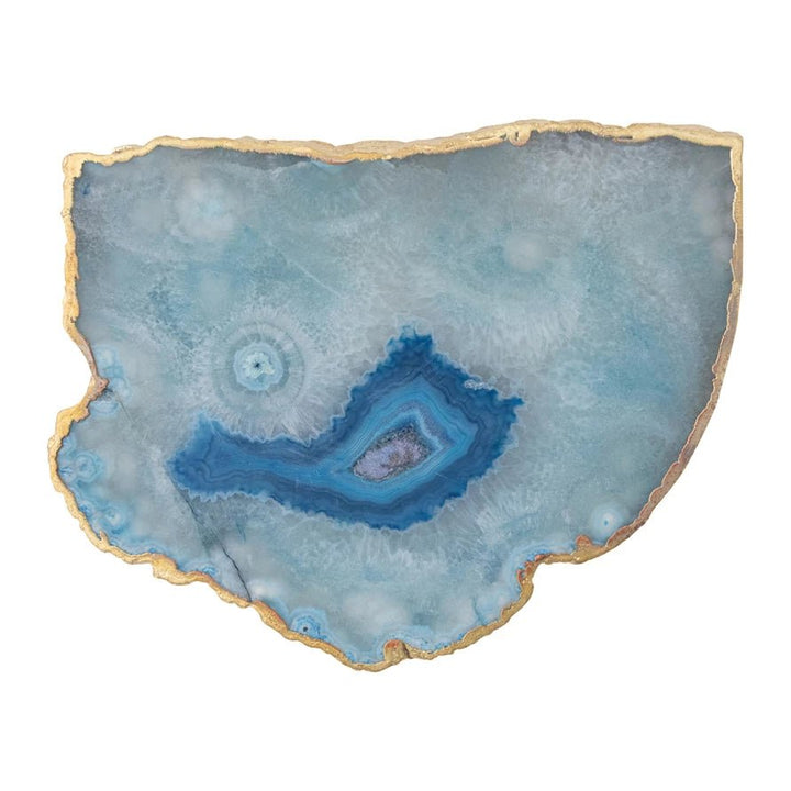 Agate Slab with Gold Electroplated Edge, Blue - Something Splendid Co.