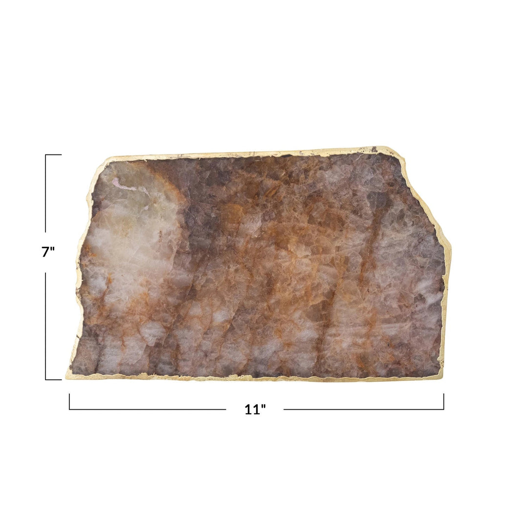 Agate Slab with Gold Electroplated Edge, Natural - Something Splendid Co.