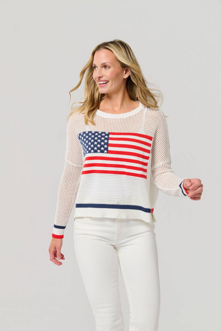 American Flag Mesh Sweater - XL - Something Splendid Co.
