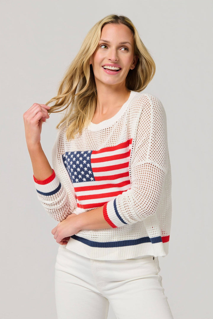 American Flag Mesh Sweater - XL - Something Splendid Co.